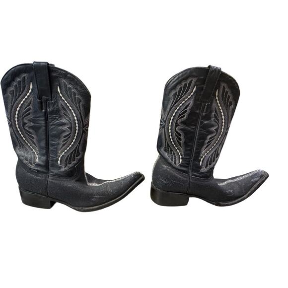 Rare String Ray Black Cowboy Boots Woman Size 7.5 - Picture 2 of 8